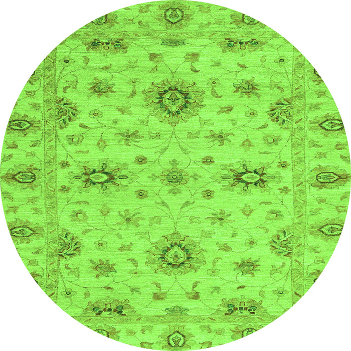 Round Oriental Green Traditional Rug, abs3570grn