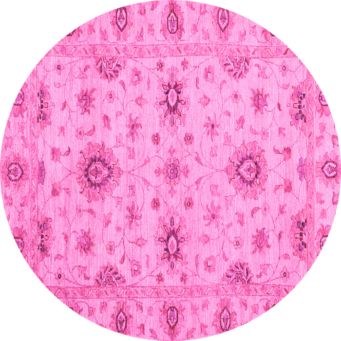 Round Machine Washable Oriental Pink Traditional Rug, wshabs3570pnk