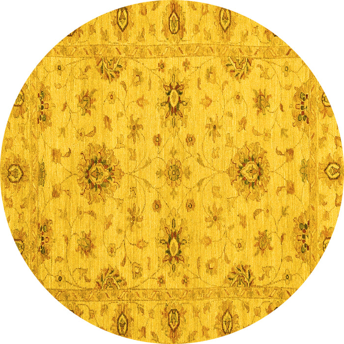 Round Oriental Yellow Traditional Rug, abs3570yw