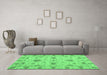 Machine Washable Oriental Emerald Green Traditional Area Rugs in a Living Room,, wshabs3570emgrn