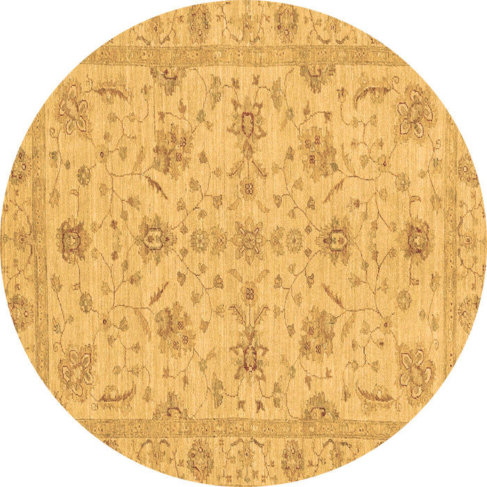 Round Oriental Brown Traditional Rug, abs3571brn
