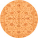 Round Machine Washable Oriental Orange Traditional Area Rugs, wshabs3571org