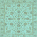 Square Machine Washable Oriental Light Blue Traditional Rug, wshabs3571lblu