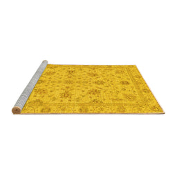 Sideview of Machine Washable Oriental Yellow Traditional Rug, wshabs3571yw