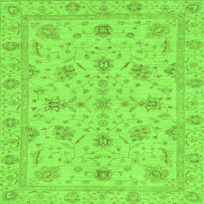 Square Machine Washable Oriental Green Traditional Area Rugs, wshabs3571grn