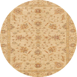 Round Machine Washable Abstract Yellow Rug, wshabs3571