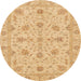 Round Machine Washable Abstract Yellow Rug, wshabs3571