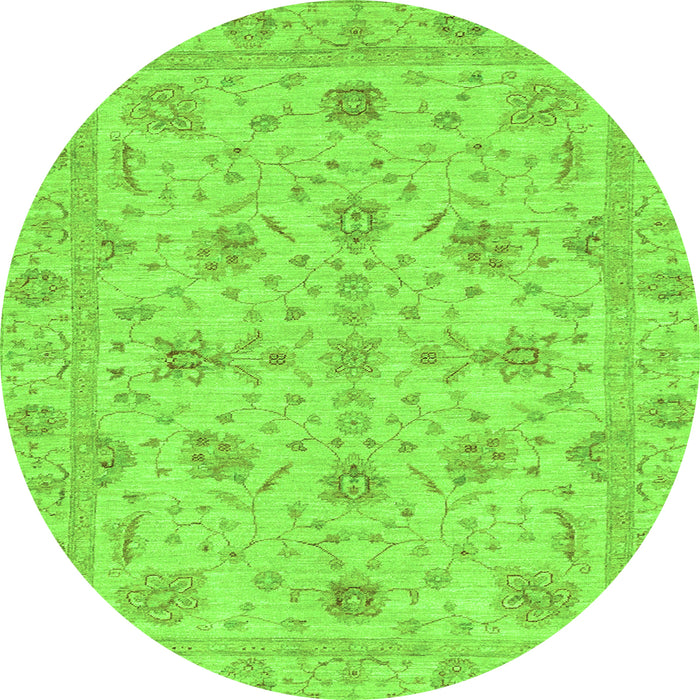 Round Oriental Green Traditional Rug, abs3571grn