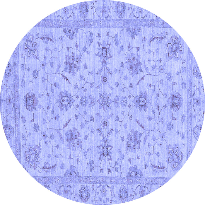 Round Machine Washable Oriental Blue Traditional Rug, wshabs3571blu