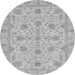 Round Machine Washable Oriental Gray Traditional Rug, wshabs3571gry