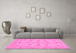 Machine Washable Oriental Pink Traditional Rug in a Living Room, wshabs3571pnk