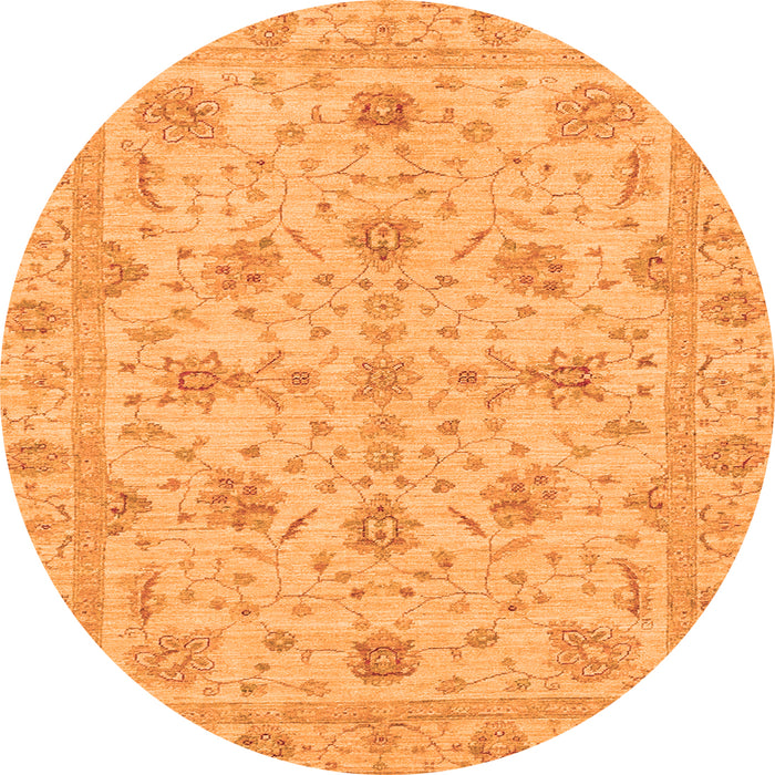 Round Oriental Orange Traditional Rug, abs3571org