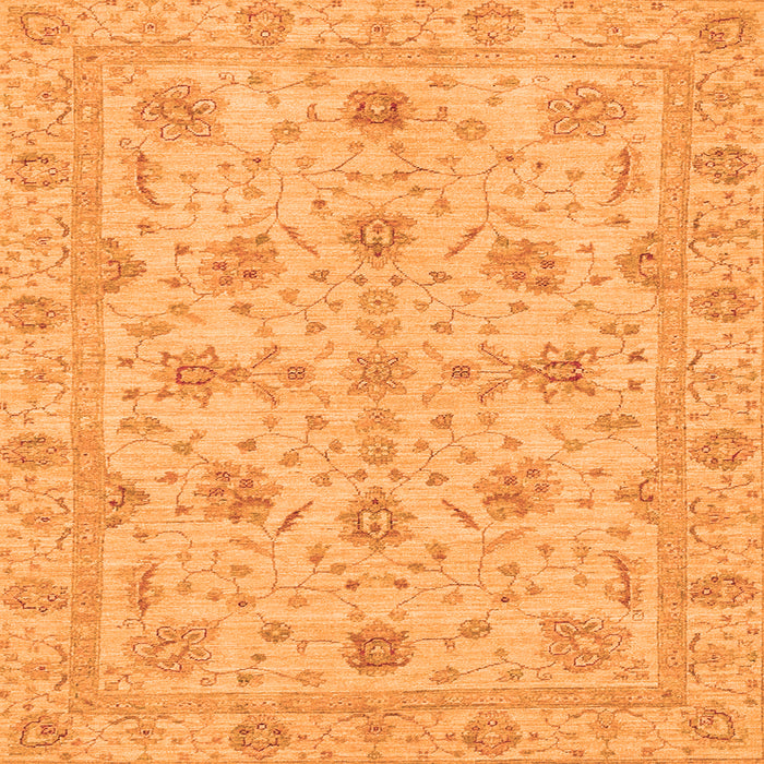 Square Machine Washable Oriental Orange Traditional Area Rugs, wshabs3571org