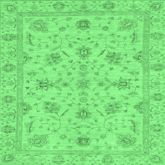 Square Machine Washable Oriental Emerald Green Traditional Area Rugs, wshabs3571emgrn