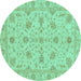 Round Oriental Turquoise Traditional Rug, abs3571turq