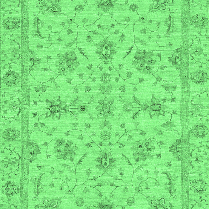 Machine Washable Oriental Emerald Green Traditional Area Rugs, wshabs3571emgrn
