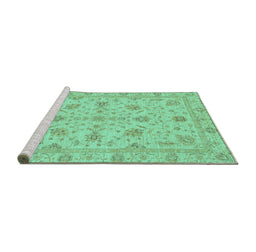 Sideview of Machine Washable Oriental Turquoise Traditional Area Rugs, wshabs3571turq