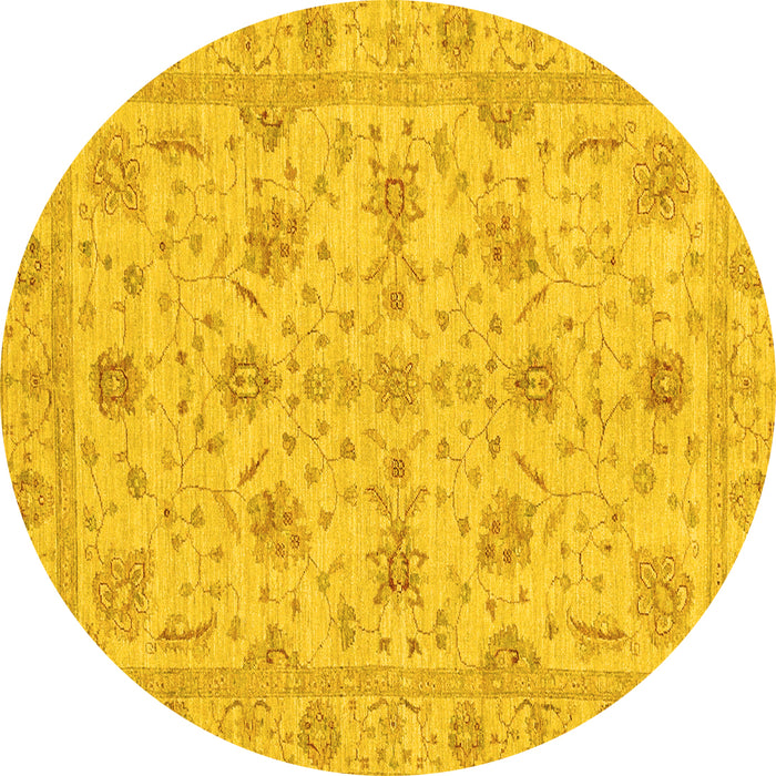Round Oriental Yellow Traditional Rug, abs3571yw