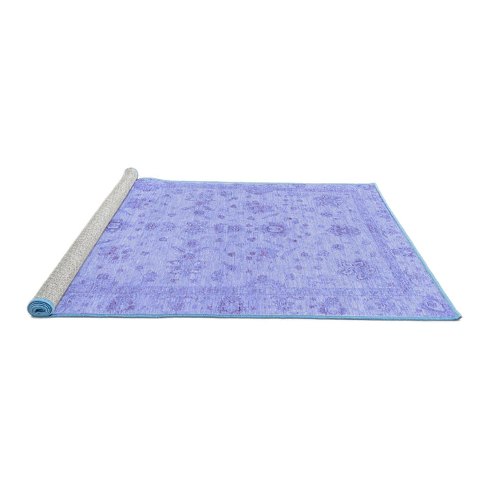 Sideview of Machine Washable Oriental Blue Traditional Rug, wshabs3572blu