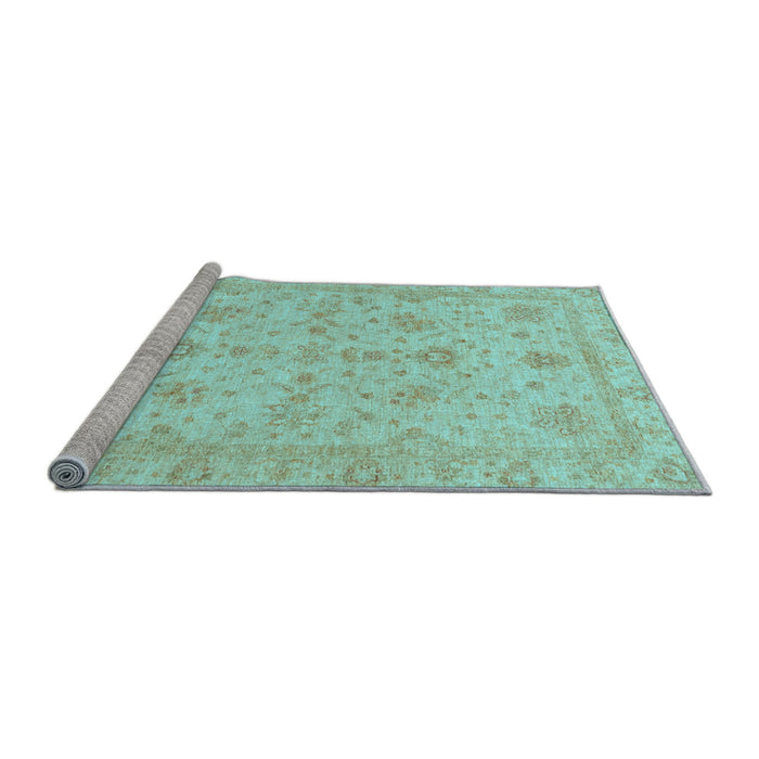 Sideview of Machine Washable Oriental Light Blue Traditional Rug, wshabs3572lblu