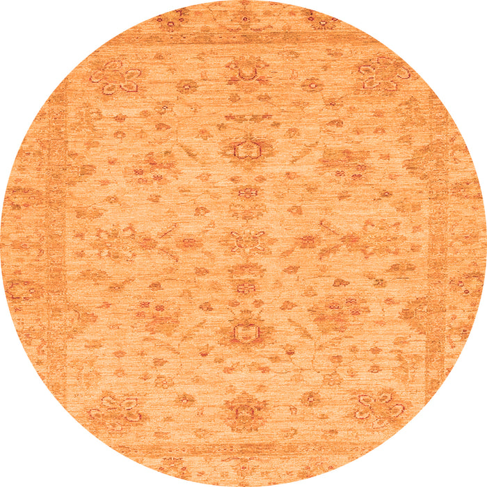 Round Oriental Orange Traditional Rug, abs3572org