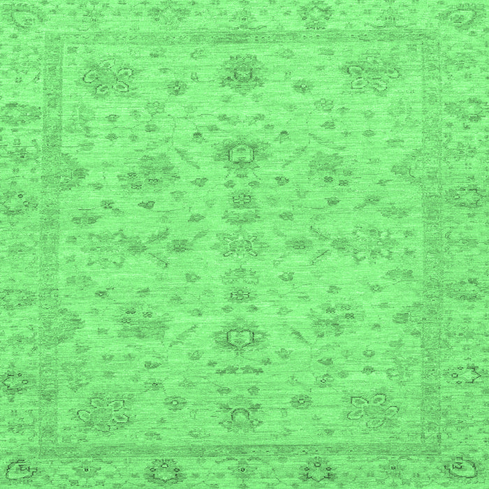 Square Machine Washable Oriental Emerald Green Traditional Area Rugs, wshabs3572emgrn