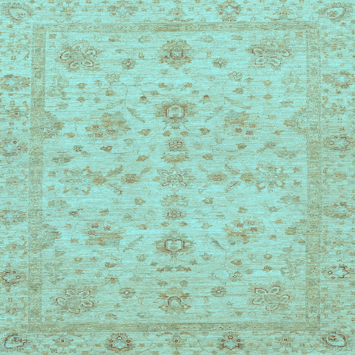 Square Machine Washable Oriental Light Blue Traditional Rug, wshabs3572lblu