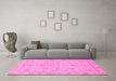 Machine Washable Oriental Pink Traditional Rug in a Living Room, wshabs3572pnk