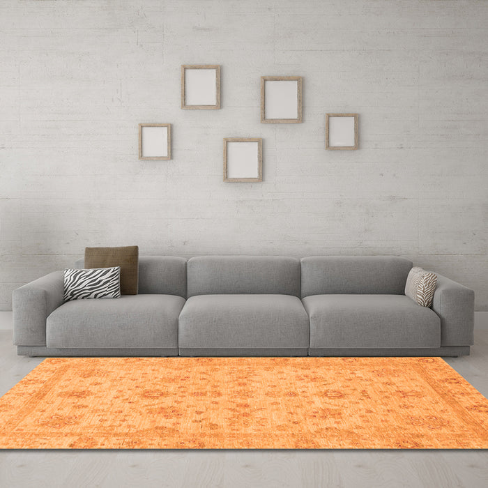 Machine Washable Oriental Orange Traditional Area Rugs in a Living Room, wshabs3572org