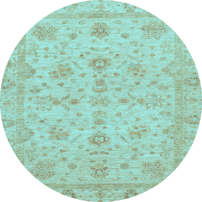 Round Oriental Light Blue Traditional Rug, abs3572lblu