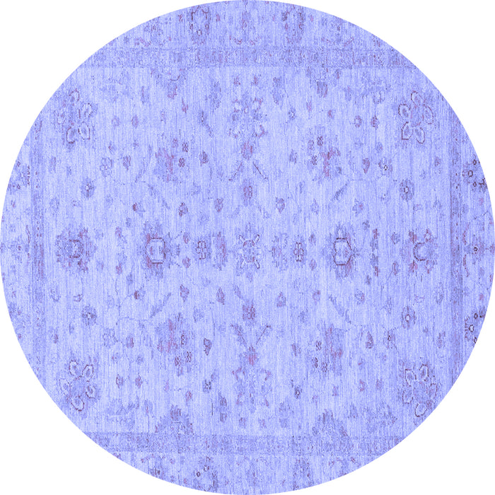 Round Machine Washable Oriental Blue Traditional Rug, wshabs3572blu