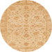 Round Machine Washable Abstract Yellow Rug, wshabs3572