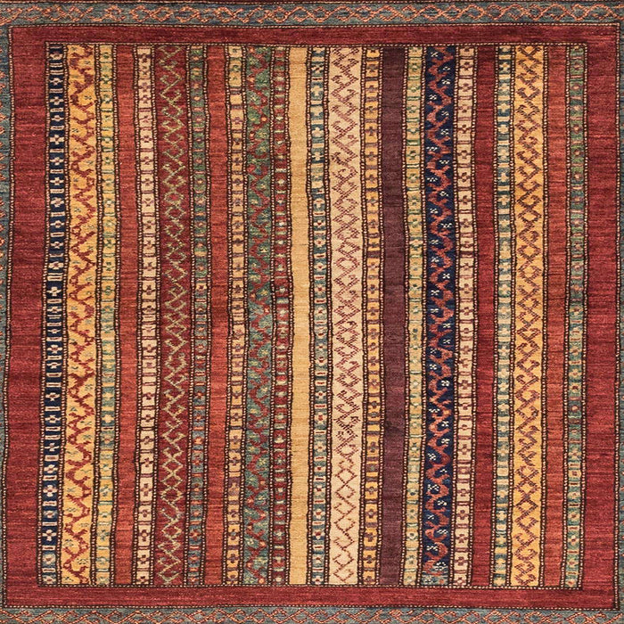 Square Machine Washable Abstract Tomato Red Rug, wshabs3573