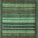 Square Abstract Turquoise Modern Rug, abs3573turq