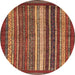 Round Abstract Red Modern Rug, abs3573