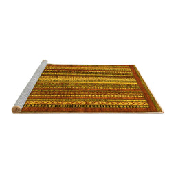 Sideview of Machine Washable Abstract Yellow Modern Rug, wshabs3573yw