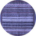 Round Machine Washable Abstract Blue Modern Rug, wshabs3573blu