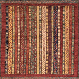 Square Abstract Red Modern Rug, abs3573