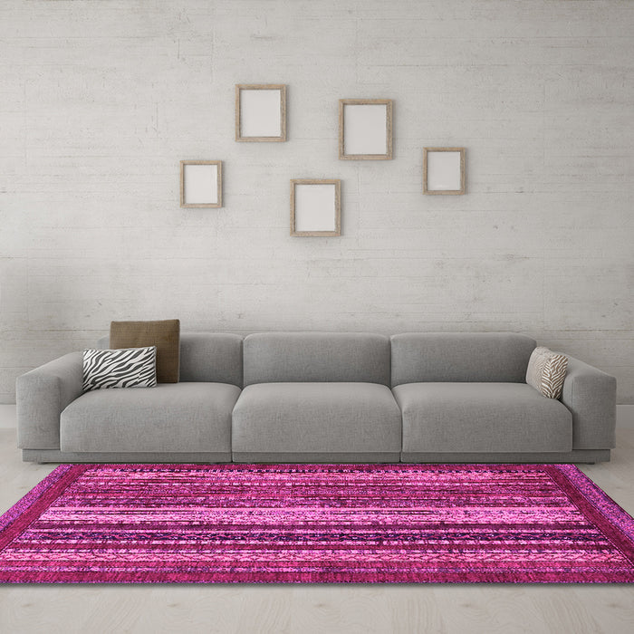 Machine Washable Abstract Pink Modern Rug in a Living Room, wshabs3573pnk
