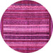 Round Machine Washable Abstract Pink Modern Rug, wshabs3573pnk