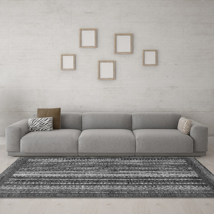 Machine Washable Abstract Gray Modern Rug in a Living Room,, wshabs3573gry