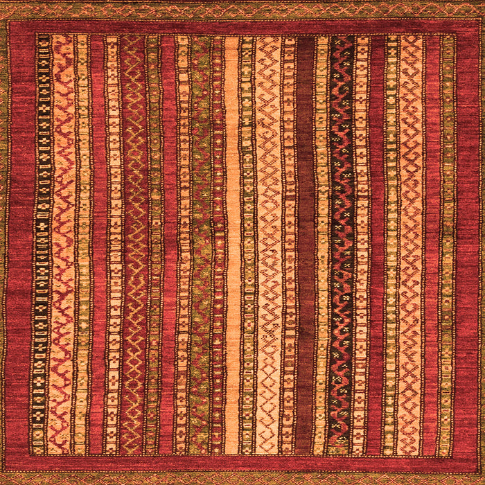 Square Machine Washable Abstract Orange Modern Area Rugs, wshabs3573org