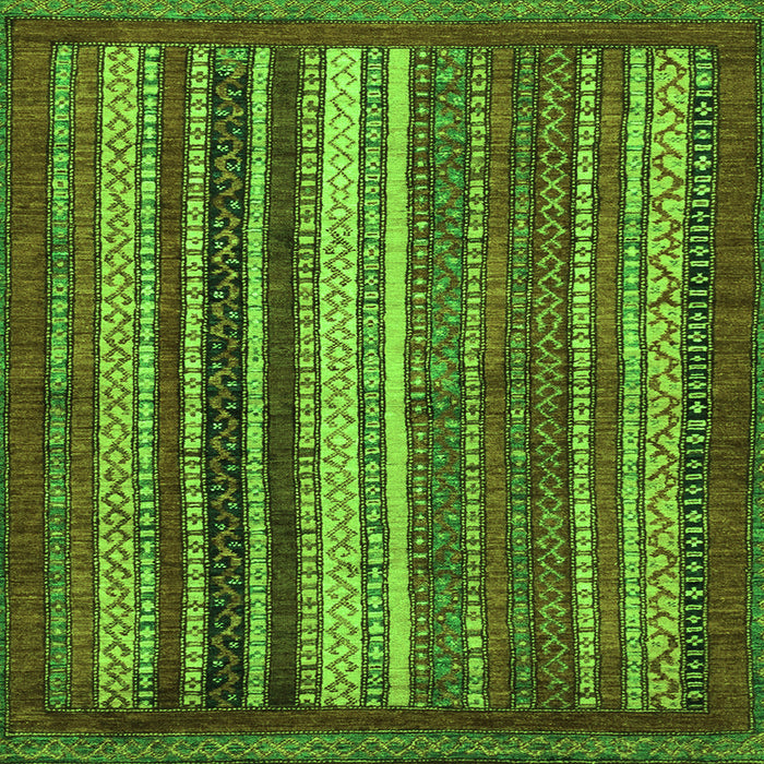 Square Machine Washable Abstract Green Modern Area Rugs, wshabs3573grn