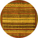 Round Abstract Yellow Modern Rug, abs3573yw