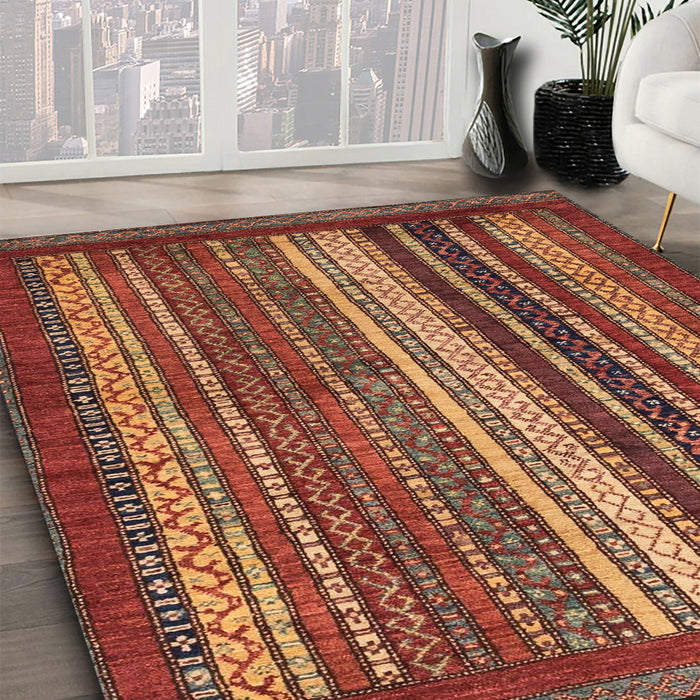 Machine Washable Abstract Tomato Red Rug in a Family Room, wshabs3573