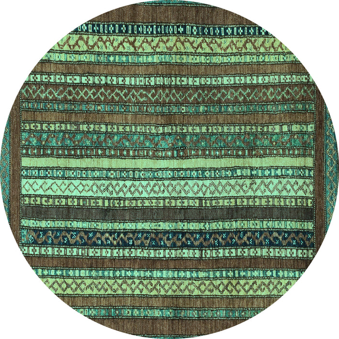 Round Abstract Turquoise Modern Rug, abs3573turq