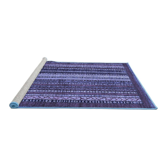 Sideview of Machine Washable Abstract Blue Modern Rug, wshabs3573blu