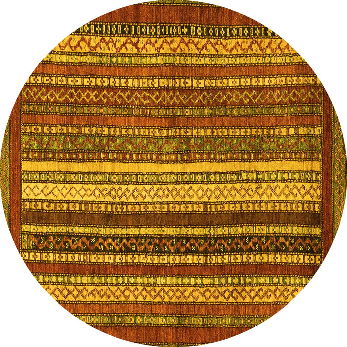 Round Machine Washable Abstract Yellow Modern Rug, wshabs3573yw