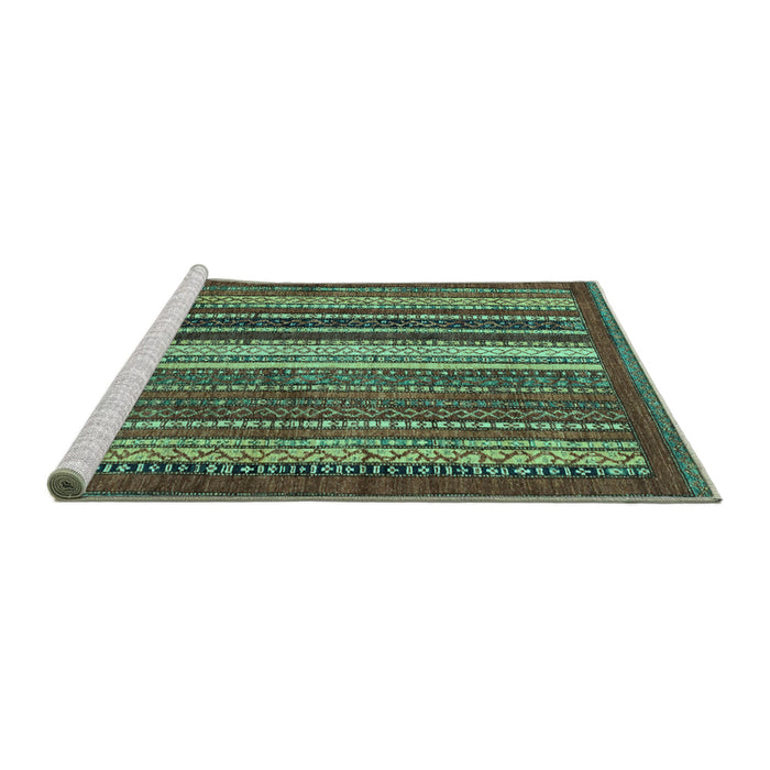 Sideview of Machine Washable Abstract Turquoise Modern Area Rugs, wshabs3573turq