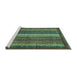 Sideview of Machine Washable Abstract Turquoise Modern Area Rugs, wshabs3573turq